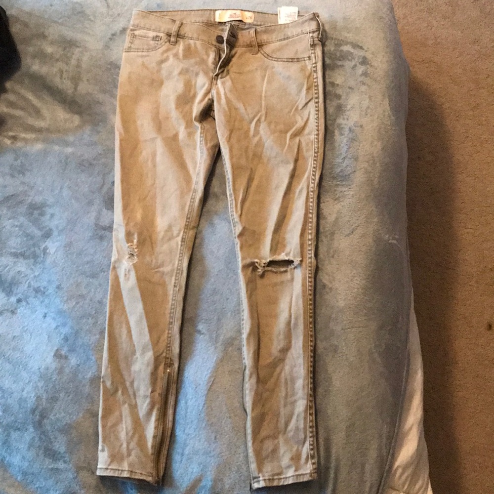 Hollister Skinny Jeans green/tan
